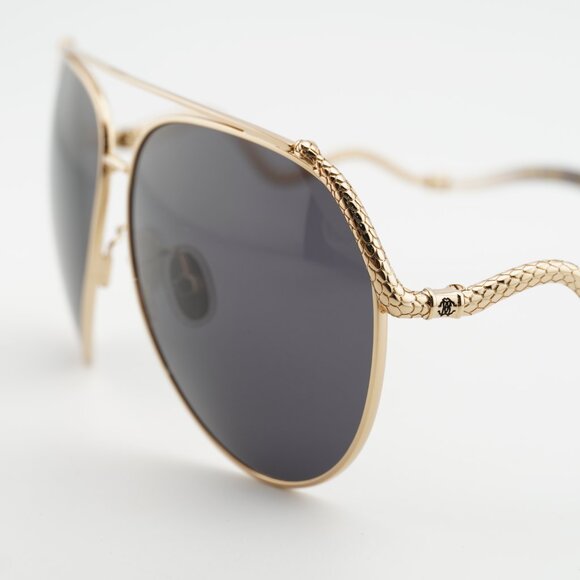 Roberto Cavalli SRC090M 0300 Sunglasses Gold Aviator Frame, Grey Lenses